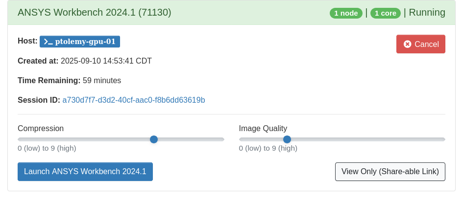 OnDemand ANSYS Workbench launch entry